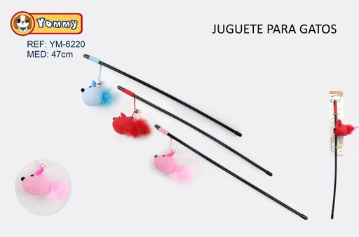 [YM6220] Juguete para gato 47cm con ratón para diversión de mascotas