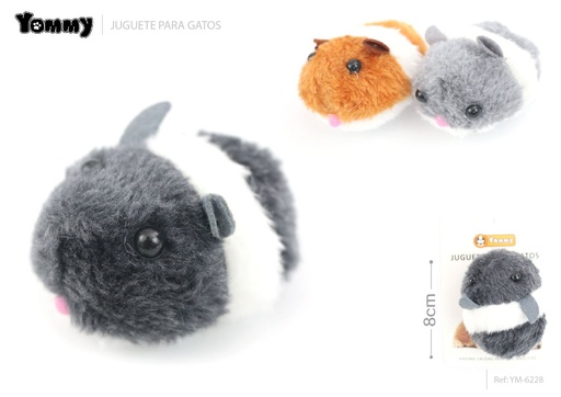 [YM6228] Juguete para gatos pequeño hamster eléctrico 8cm para entretenimiento de mascotas