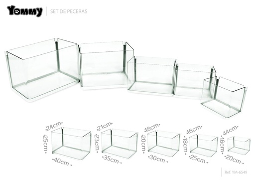 [YM6549] Set de pecera de vidrio 5 en 1 para acuarios