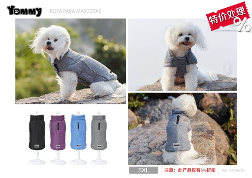 [YM6619] Ropa anorak de algodón con cremallera trasera para perros 5XL - Prendas para mascotas