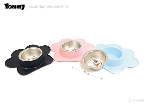 [YM6809] Comedero para mascotas de silicona con diseño de huellas 17cm