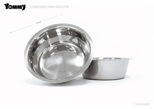 [YM6838] Comedero de acero inoxidable para perros 21cm