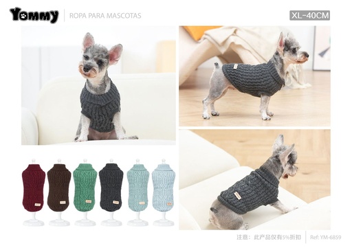 [YM6859] Jersey para mascotas XL 40cm tejido de alta calidad para invierno