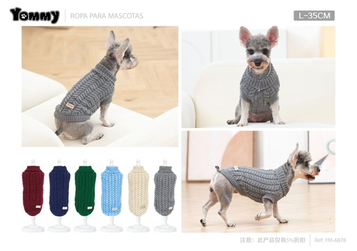 [YM6878] Jersey para mascotas L 35cm de alta calidad para invierno