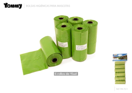 [YM7511] Bolsitas higiénicas para mascotas 6x15 - Desechables y artículos de limpieza para mascotas