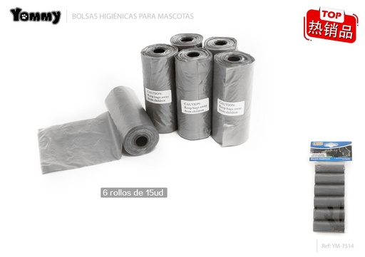 [YM7514] Bolsitas higiénicas para mascotas 6x15 - Desechables y artículos de limpieza para mascotas