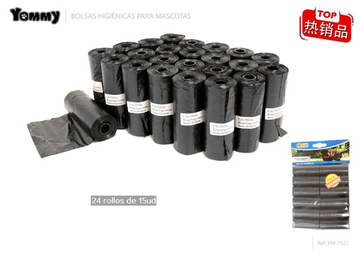 [YM7521] Bolsitas higiénicas para mascotas 24x15cm negras para residuos