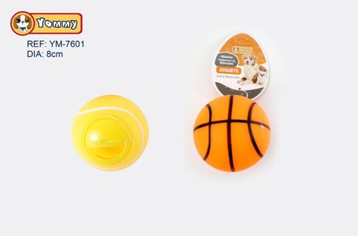 [YM7601] Juguete de vinilo en forma de pelota de baloncesto y tenis para mascotas, diámetro: 8cm