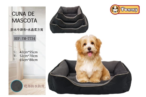 [YM7734] Cuna para mascotas de tela Oxford 3 piezas negra - Cama para mascotas 