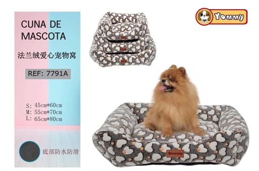 [YM7791B] Cuna de perro de felpa con diseño de huella 3 piezas - Cama para mascotas 
