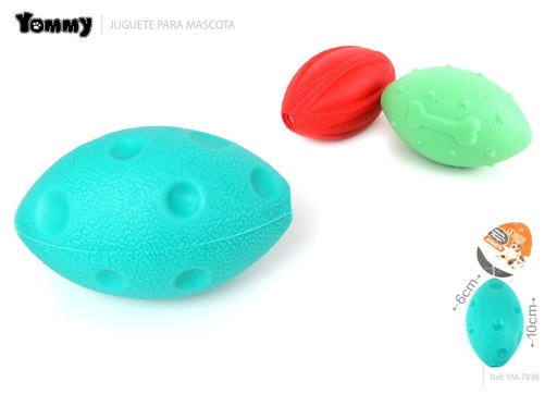 [YM7836] Juguete para mascotas TPR en forma de balón 10x6x6cm para perros