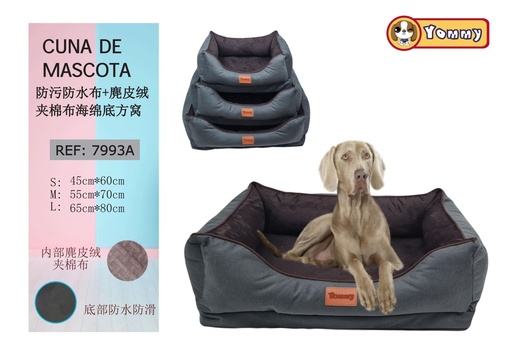 [YM7993A] Cuna de perro anti mancha 3 piezas gris y marrón - Accesorios para mascotas y confort canino