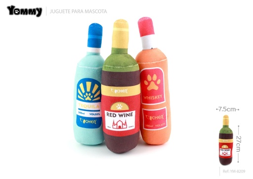 [YM8209] Juguete de botella de peluche 27x7.5cm para mascotas