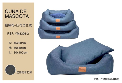 [YM8396-1] Cuna de perro cuadrada de tela de lino con diseño de café - Cama para mascotas 