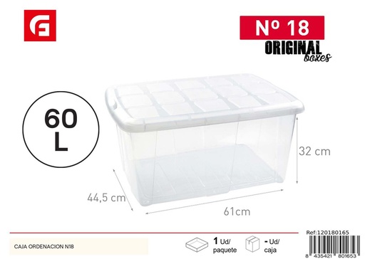 [120180165] Caja de ordenación n° 18 de 60L - Almacenamiento para el hogar