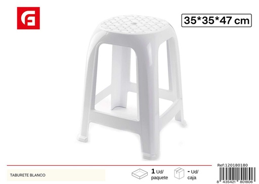 [120180180] Taburete blanco de plástico - Sillas y taburetes para el hogar