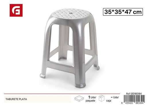 [120180184] Taburete de plástico color plata - Sillas y taburetes para el hogar