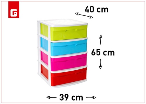 [120181637]  cajonera de plástico 4 cajones color blanco - Mobiliario de hogar