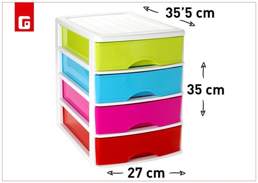 [120182133] Cajonera sobremesa 4 cajones blancolor - Almacenamiento 