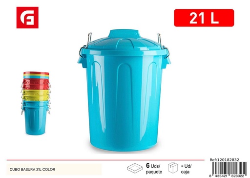 [120182832] Cubo basura de plástico 21L de colores para el hogar