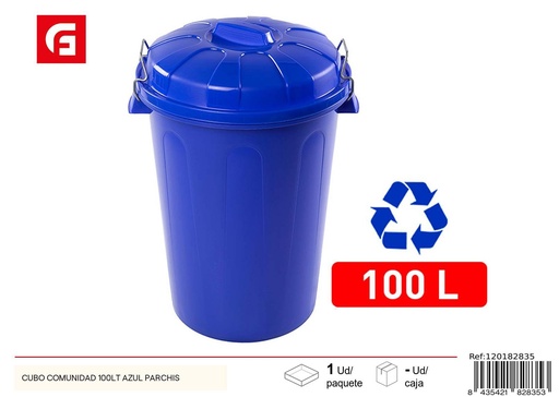 [120182835] Cubo de basura 100LT azul Parchis - Organización del hogar