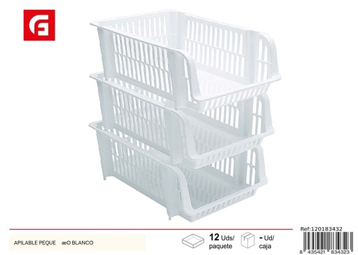 [120183432] Cesta apilable pequeña blanca - Utensilios de cocina