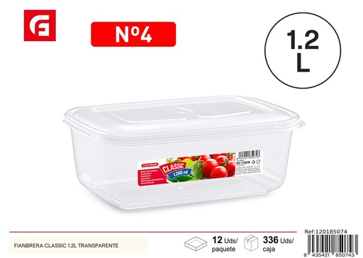 [120185074] Fiambrera Classic 1.2L transparente para alimentos