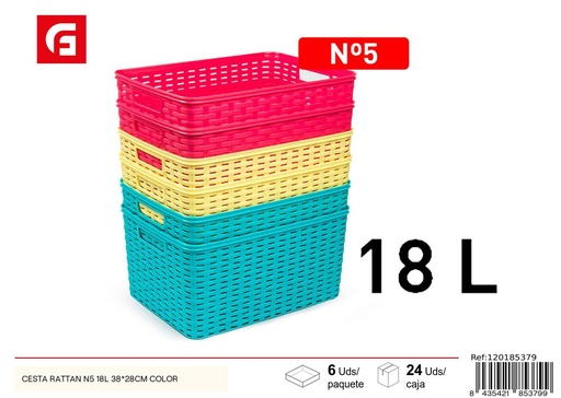 [120185379] Cesta de mimbre N5 18L 38x28 cm color - Almacenamiento doméstico