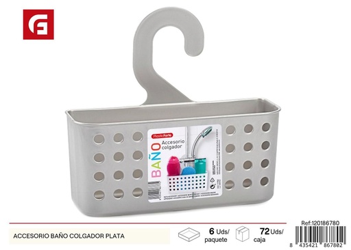 [120186780] Colgador de baño plata para organización