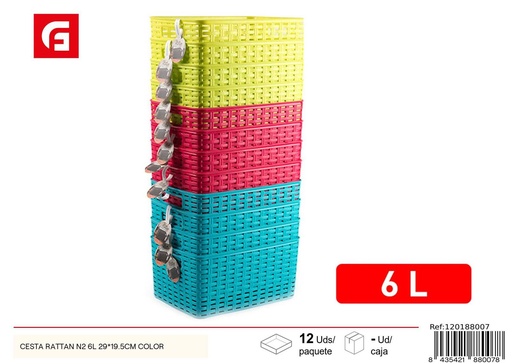 [120188007] Cesta rattan N2 6L 29x19.5cm color para almacenamiento