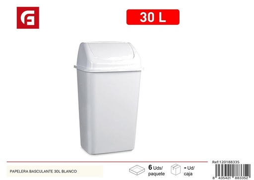 [120188335] Papelera basculante 30L blanca