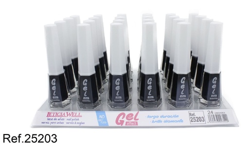 [8435433223542] Laca de uñas efecto gel negro (24 unidades) - Cosméticos