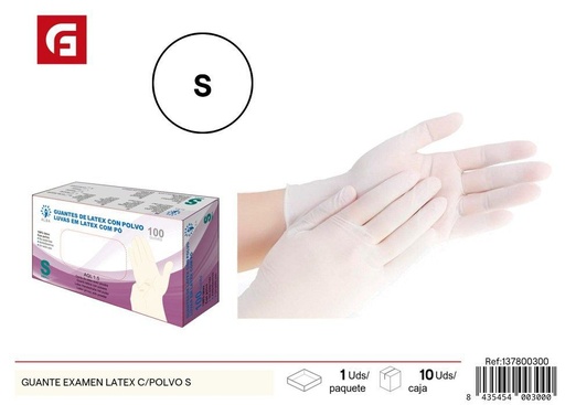 [137800300] Guante examen látex con polvo S - Productos de limpieza 