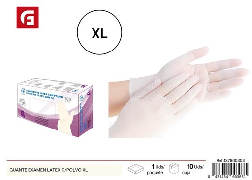 [137800303] Guante examen látex con polvo XL - Productos de limpieza 