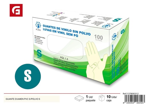 [137800312] Guantes de examen PVC sin polvo talla S