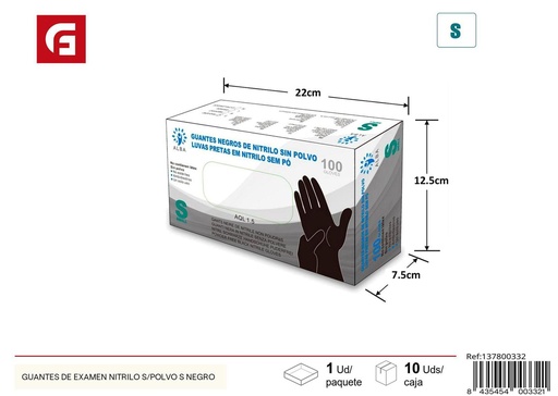 [137800332] Guantes de examen nitrilo S/P polvo negros - Accesorios de limpieza