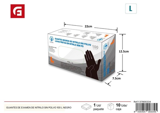 [137800334] Guantes de examen nitrilo sin polvo tamaño L - Accesorios de limpieza