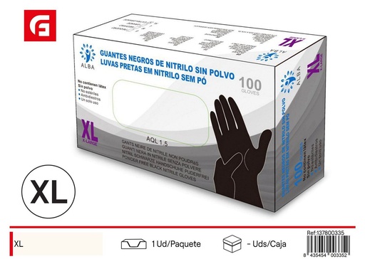 [137800335] Guantes de examen nitrilo sin polvo XL negro