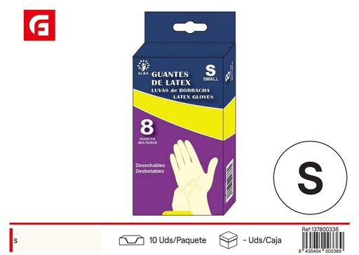 [137800336] Guantes de látex talla S con polvo para limpieza