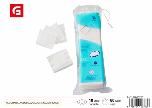 [137800763] Almohadillas desmaquillantes cuadr 80UDS - Cosméticos