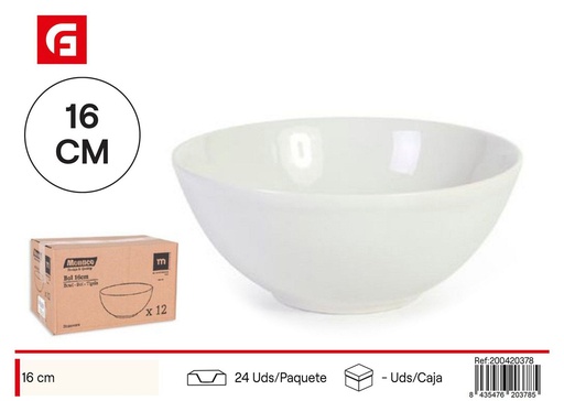 [200420378] Bol de vidrio 16cm Monaco Ivory Brillo para cocina y vajilla