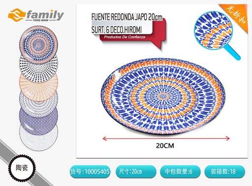 [10005405] Fuente redonda japonesa de cerámica 20cm surtido 6 para cocina