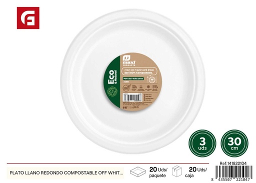 [141822104] Plato llano desechable 30 cm - Utensilios desechables