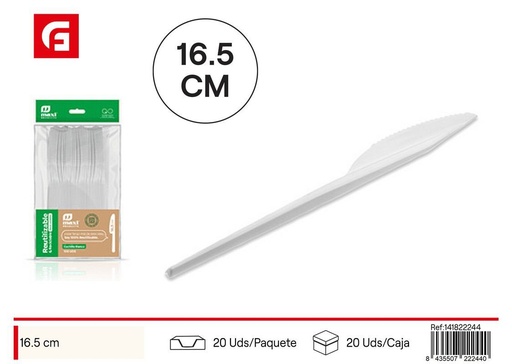 [141822244] Cuchillo blanco reutilizable 16.5cm 100pz - Utensilios desechables