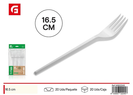 [141822245] Tenedor blanco reutilizable 16.5cm 100uds - Cubiertos desechables
