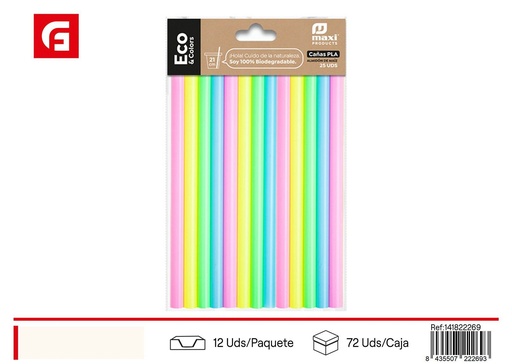 [141822269] Cañas extragruesas compostables PLA - Utensilios desechables