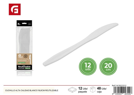 [141822312] Cuchillo blanco reutilizable de alta calidad 19,6 cm - Cubiertos de cocina