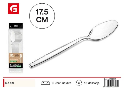 [141822317] Cuchara alta calidad transparente reutilizable 17.5 cm - Utensilios de cocina