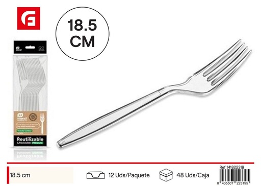 [141822319] Tenedor transparente reutilizable de alta calidad 18,5 cm - Cubiertos de cocina