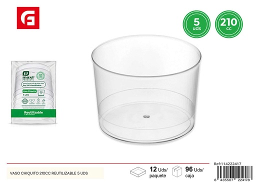 [114222417] Vaso pequeño reutilizable 210ml 5 uds - Vasos chiquitos